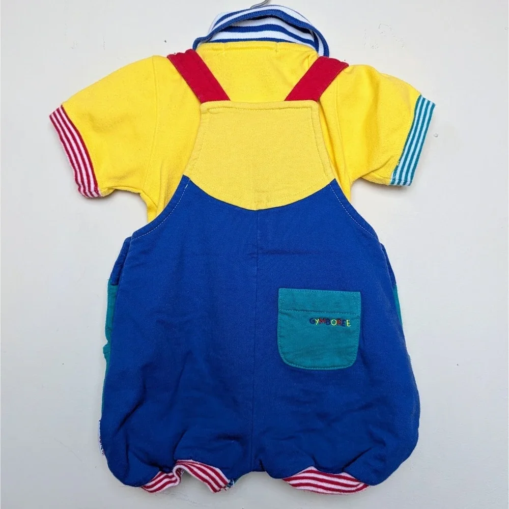 VTG Gymboree Turtle Bubble Overalls Shirt 2pc Set‎ Rainbow Tag 90s Baby Newborn